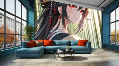 アニメ／美女 竹林 美人画　着物 Wall mural